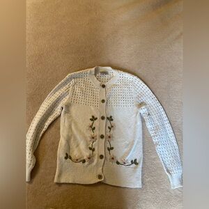 Landhaus Cardigan Sweater Womens Small Cream Floral Natural